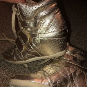 Gold Wedge Sneakers